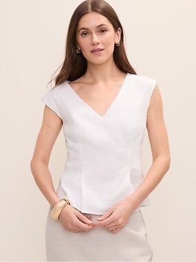 NWT Ann Taylor Peplum Top in Linen Blend